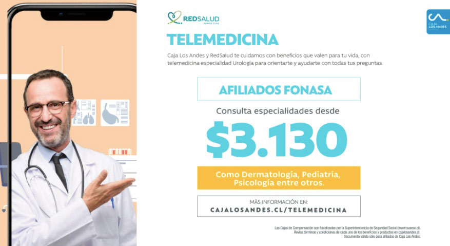 Aprovecha el convenio de Caja Los Andes y RedSalud para telemedicina